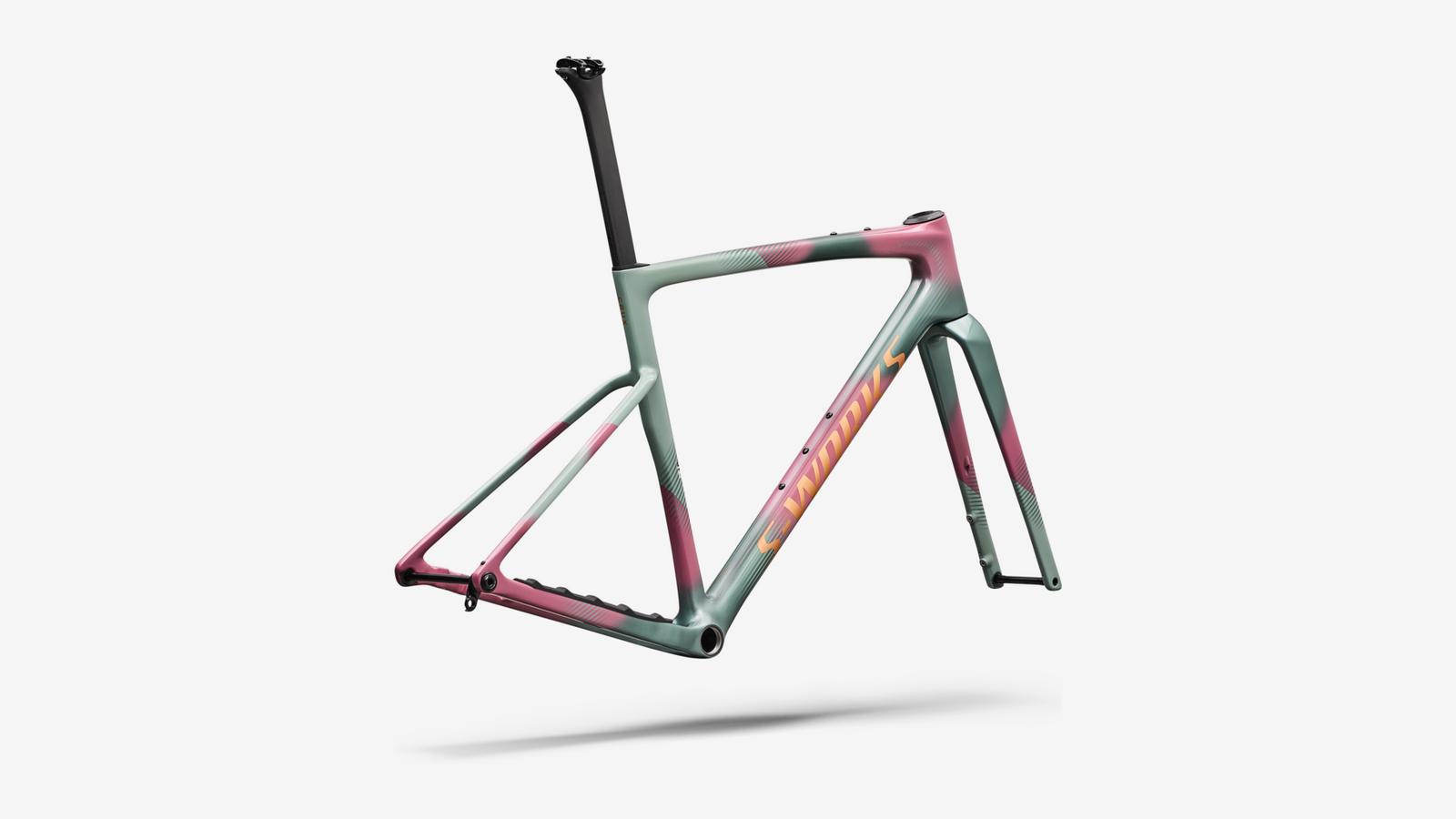 Specialized S-Works Crux 5 Frameset - Agave Grey / Photon Tint Over Silver Dust - Rear 3/4 View