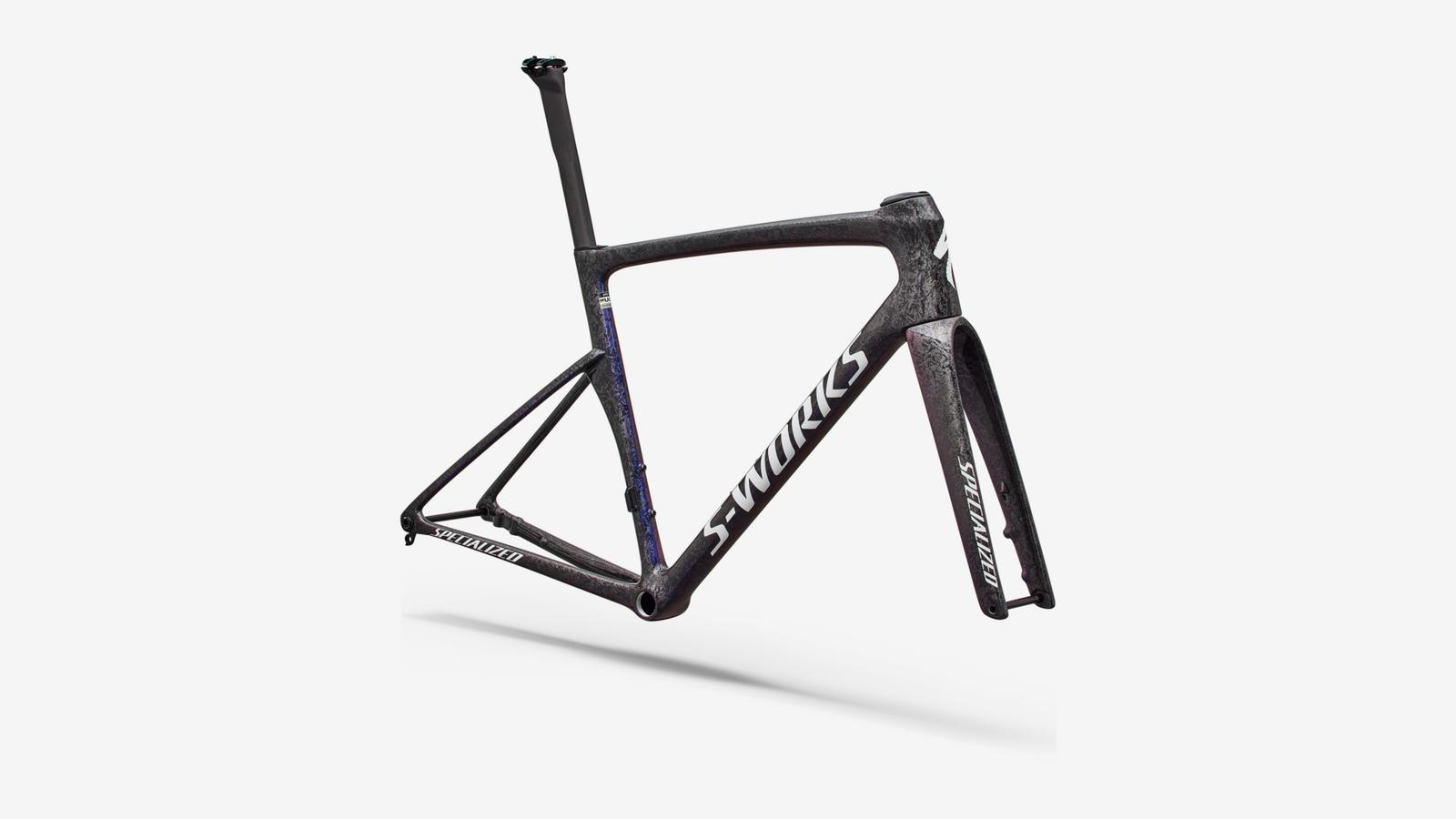 Specialized S-Works Tarmac SL9 Frameset - Gloss Carbon / Red To Blue Pearl / White - Front 3/4 View