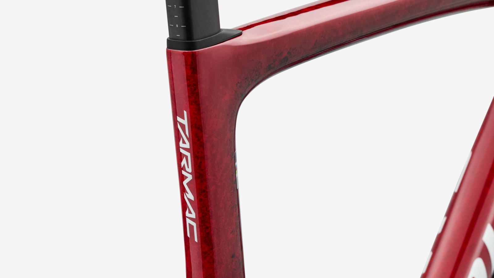 Specialized S-Works Tarmac SL9 Frameset - Gloss Vivid Red / Tarmac Black / White Silver Metallic - Detail View