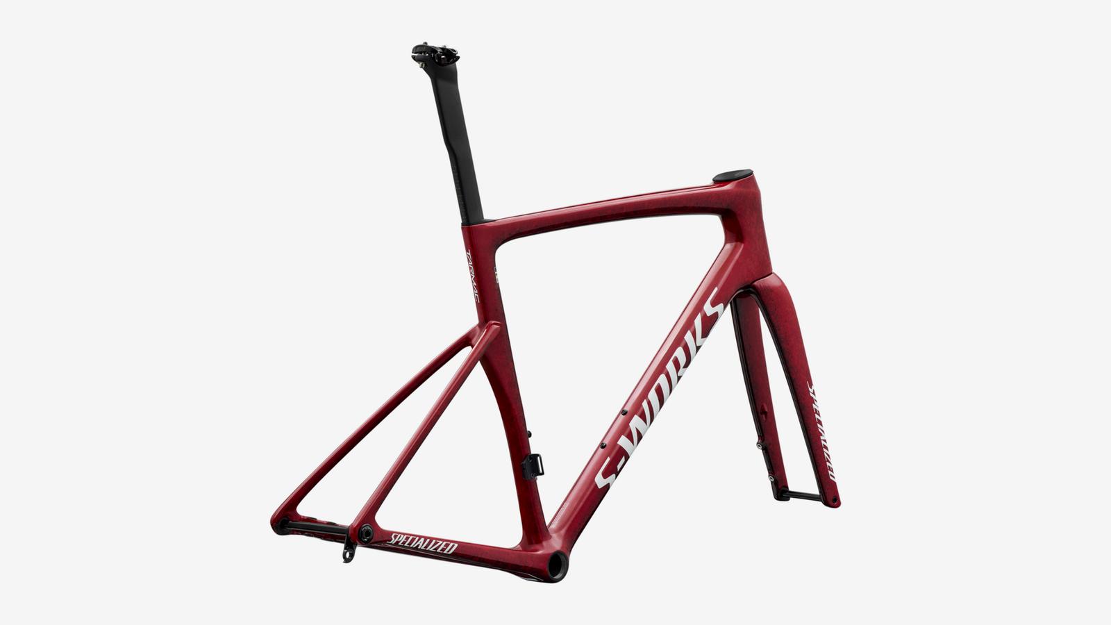 Specialized S-Works Tarmac SL9 Frameset - Gloss Vivid Red / Tarmac Black / White Silver Metallic - Rear 3/4 View