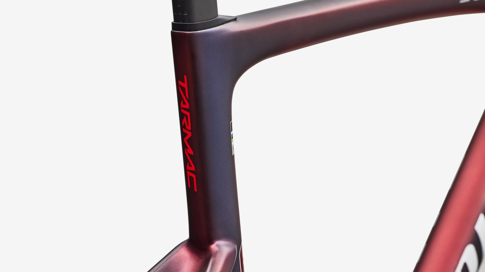 Specialized S-Works Tarmac SL9 Team Replica Frameset - Gloss Red Tint / Blue Tint / Red Pearl - Detail View