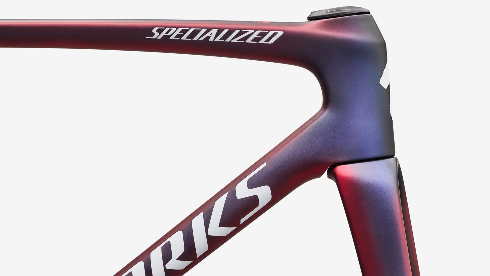 Specialized S-Works Tarmac SL9 Team Replica Frameset - Gloss Red Tint / Blue Tint / Red Pearl - Detail View