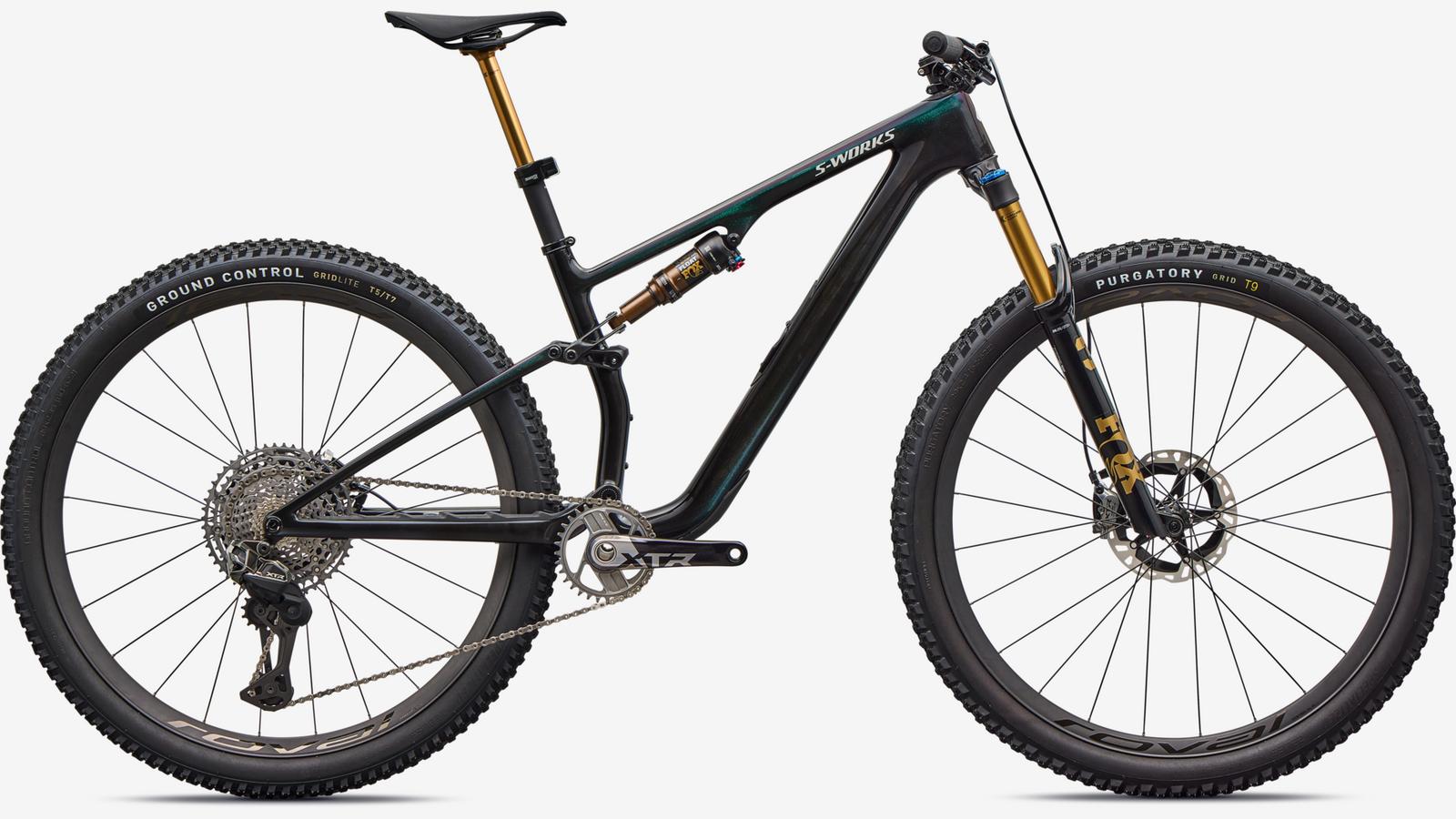 mountainbike specialized bikes S-Works Epic 8 EVO Di2 Gloss Carbon / Green To Purple Viavi Fade / Brushed Liquid Metal / M