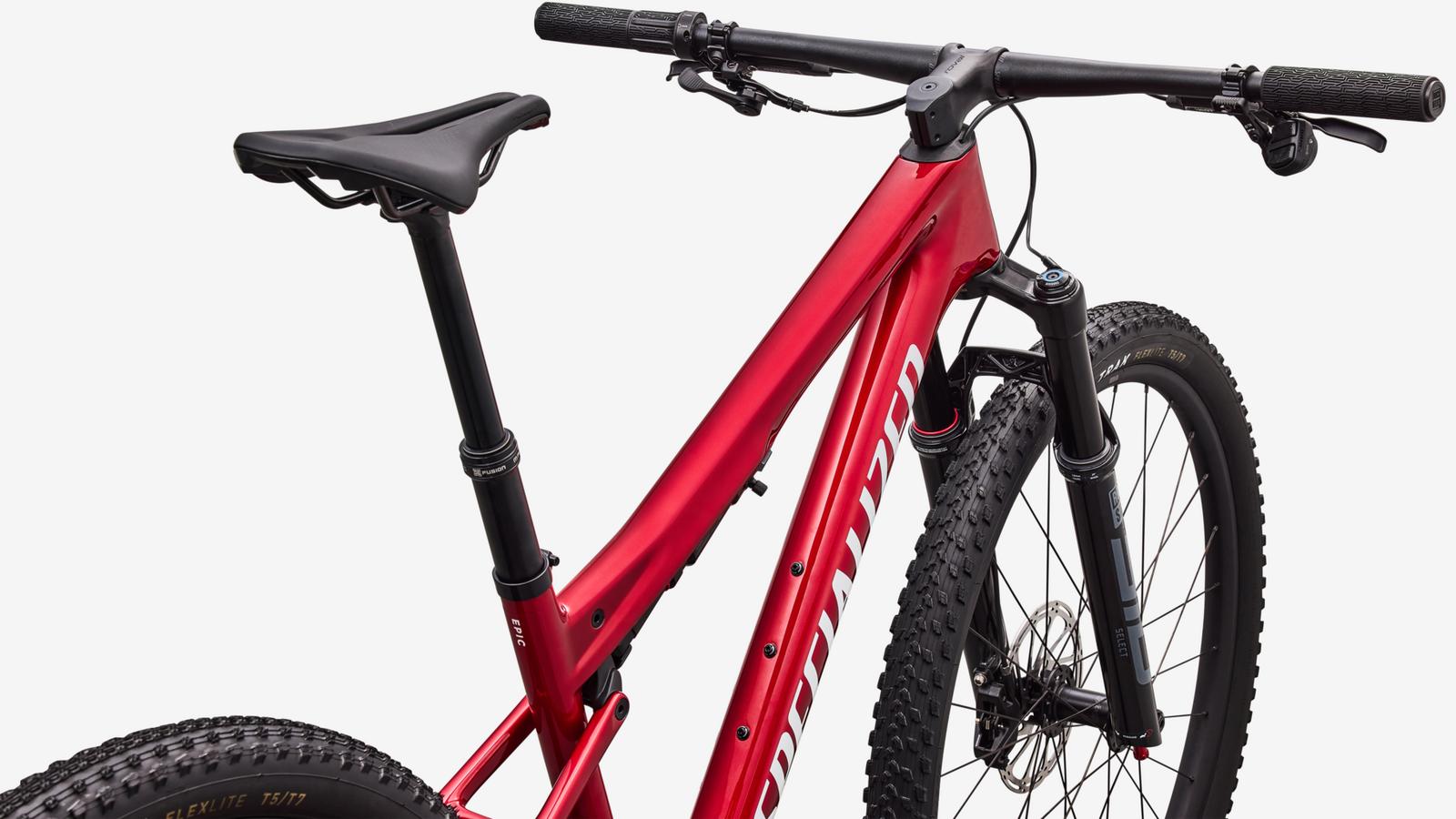 Specialized Epic 9 Comp - Gloss Ruby Metallic / Metallic White Silver - Cockpit View