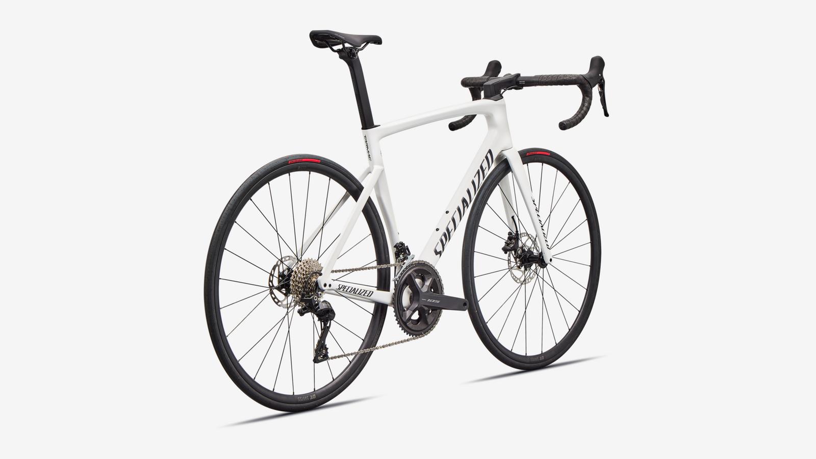 Specialized Tarmac SL7 Sport - Gloss White / Dark Navy Metallic - Rear 3/4 View