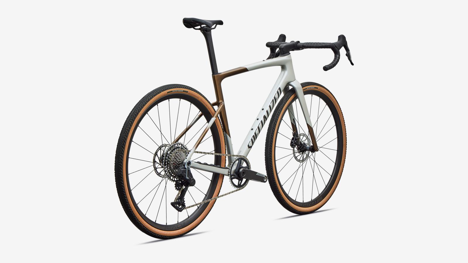 Specialized Crux 5 Expert - Burnt Gold / Dolomite Metallic / Obsidian Metallic - Rear 3/4 View
