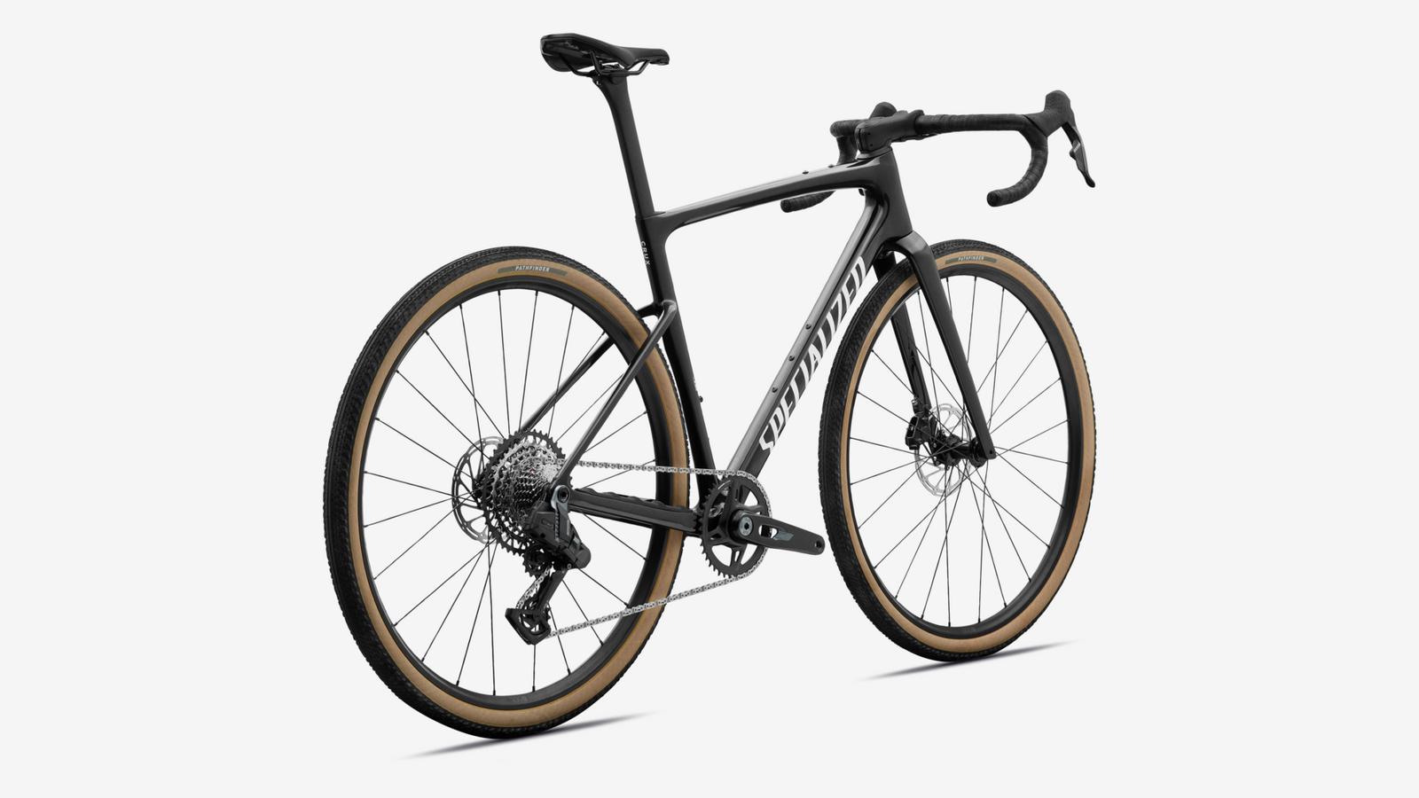 Specialized Crux 5 Comp - Obsidian Metallic / Dune White - Rear 3/4 View