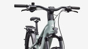 Specialized Turbo Vado 3 X 4.0 - Gloss Agave Grey / Oak Green Metallic / Brushed Chrome Decal - Head Tube Detail