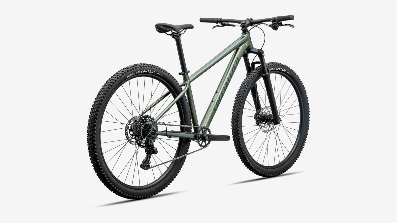 Specialized Rockhopper Sport - Satin Bottle Green / Oak Green Metallic - Rear 3/4 View