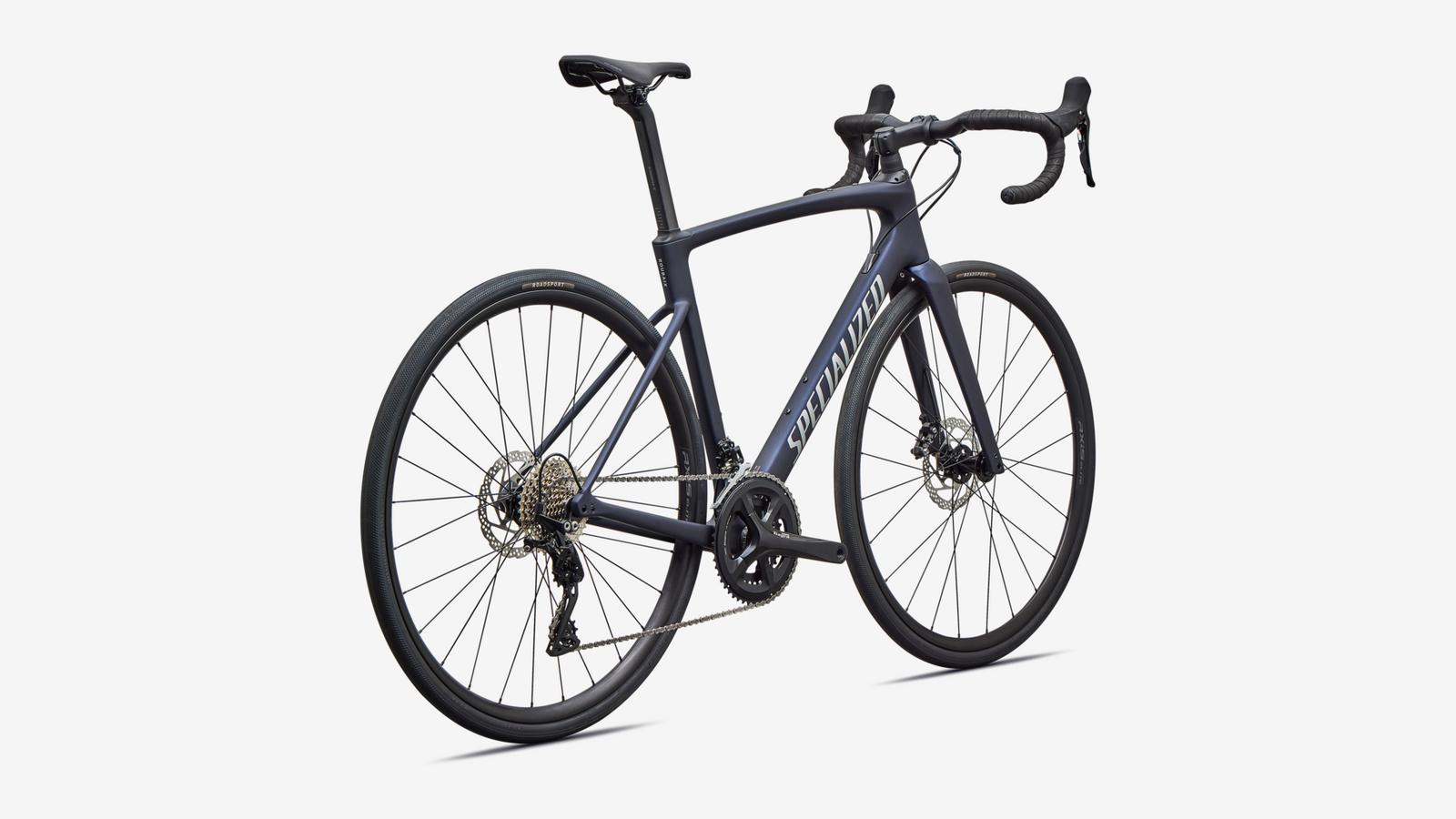 Specialized Roubaix SL8 - Satin Deep Marine Metallic / Shadow Silver - Rear 3/4 View
