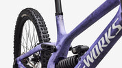 Specialized S-Works Demo 11 - Satin / Powder Indigo Tint / Black Tint Carbon / White - Seat Tube Junction Detail