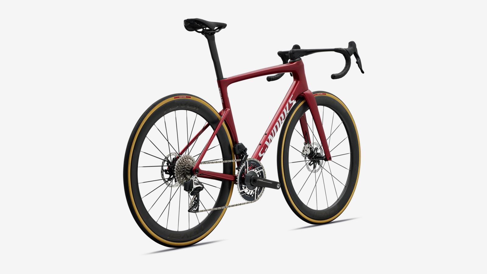 Specialized S-Works Tarmac SL9 - Gloss Ruby Metallic / White Silver Metallic - Rear 3/4 View